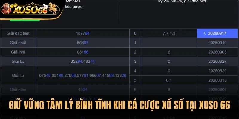 Giữ vững tâm lý bình tĩnh khi cá cược xổ số tại Xoso 66